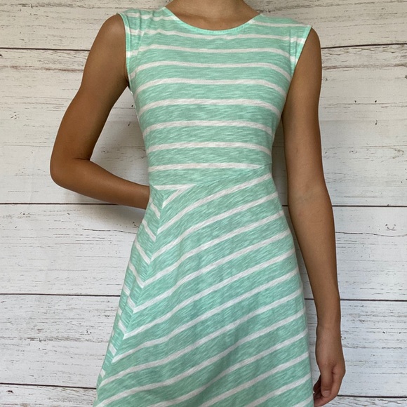 asymmetrical light blue and white striped dress! - Picture 1 of 4